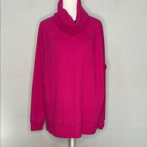 Lou & Grey Waffleknit Turtleneck Pink Size Medium